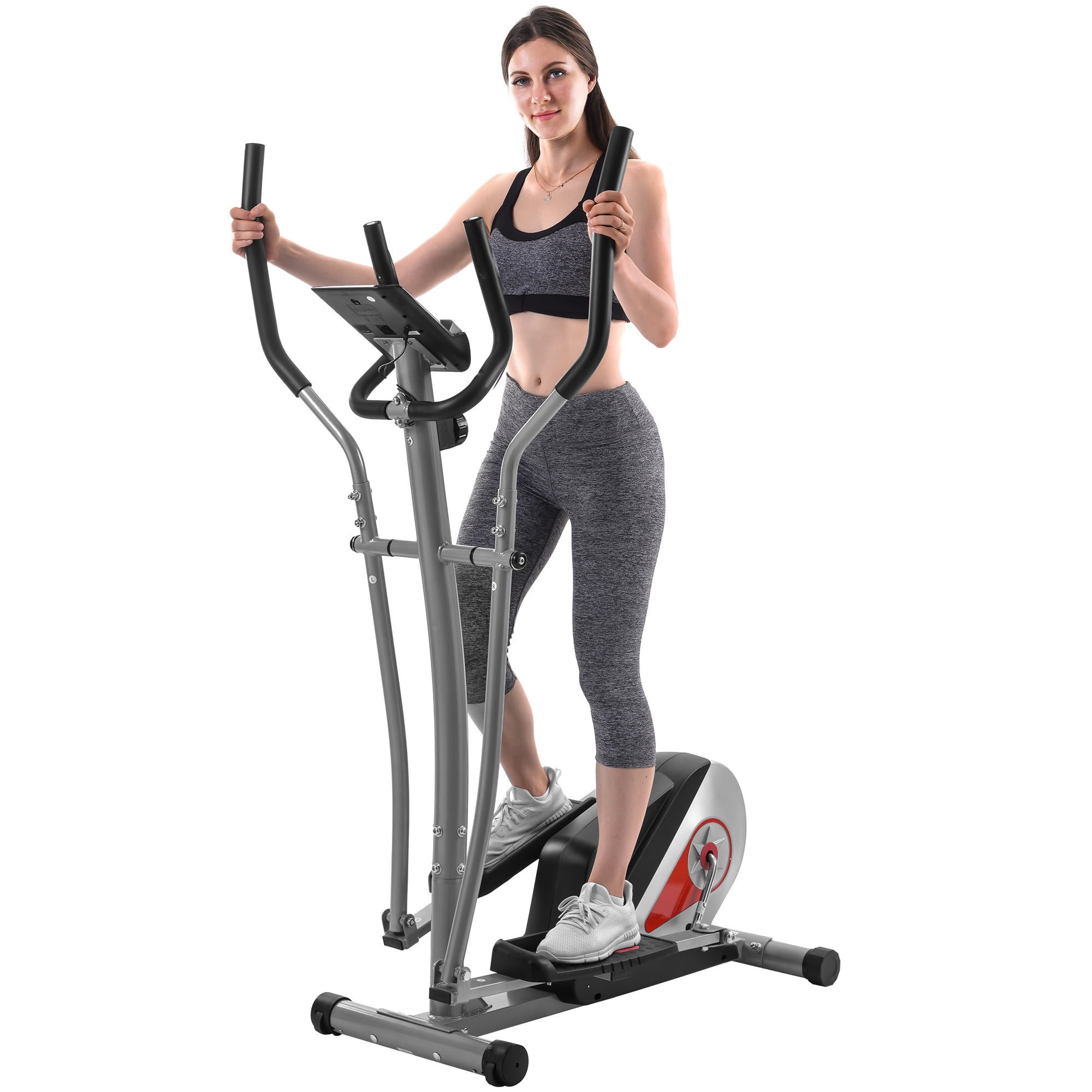 Smooth Quiet Driven for Home Gym Elliptical Exercise Machine for Home Use 350LB Weight Limit Cross Trainer with LCD Monito Pulse Rate Grips and 8 Level Magnetic Resistance 