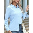 thumbnail image 6 of Super Soft Wrinkle Free Button Down Shirts for Women Solid Long Sleeve Striped Formal Work Dress Blouses Tops Blue XXXL, 6 of 8