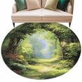 thumbnail image 2 of Forest 6ft Round Rugs, Nature Woodland Spring Scenic Green Trees Flower Washable Non-Slip Area Rugs for Living Room Bedroom Kitchen, Soft Low Pile Dining Room Kicthen Circle Carpet, Indoor Floor Rug, 2 of 9
