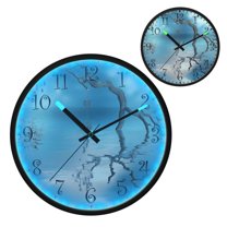 Voice Activated Clock with Glow Light 12 Inch Large Silent Wall Clock Battery Operated for Home Decor Blue Sky Water and Dead Tree