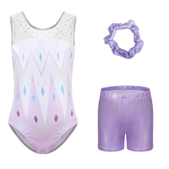SONGGE Toddler Girls Sleeveless Dance Gymnastics Outfit Sets With Glitter Rhinestone Print Leotard Pants Headband Performance Back To School Classic Clothing Sets