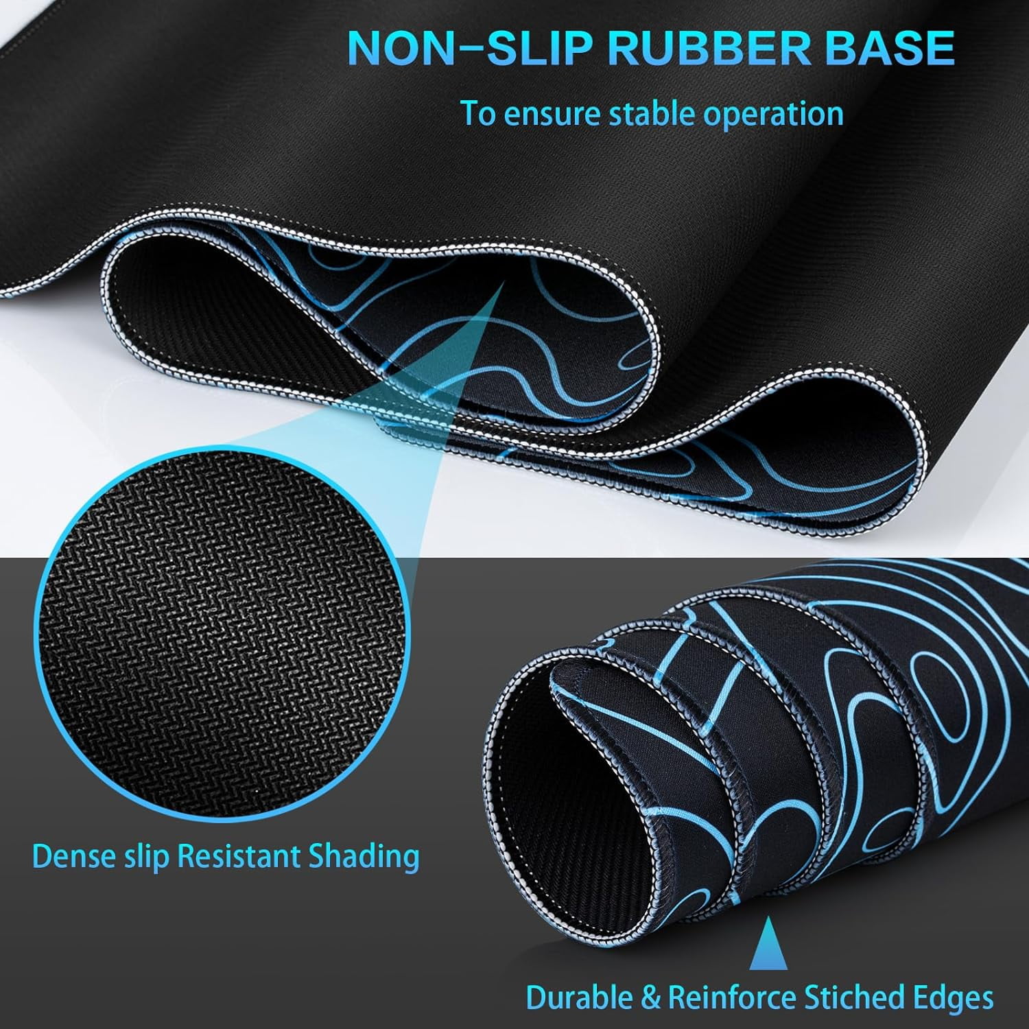 Gaming Mouse Pad, Topographic Contour Mouse Pad 31.5x15.7inch Large Extended Computer Mouse Mat Keyboard Full Desk Mousepad for Gaming, Office, Home