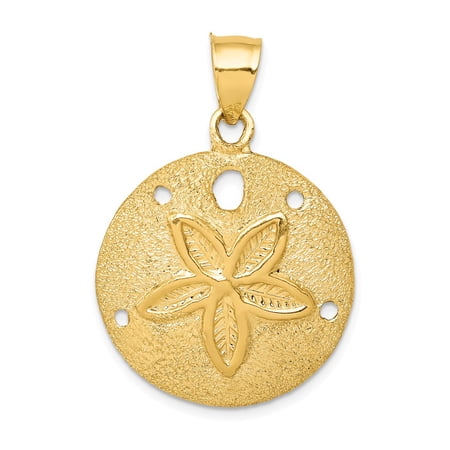 Real 14kt Yellow Gold Solid Polished Laser-Cut Sand Dollar Pendant; for Adults and Teens; for Women and Men