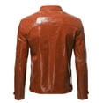 thumbnail image 3 of Maoxin Mens Leather Jacket Men's Fashion Casual Solid Color Zipper Pockets Long Sleeve Hoodless Casual Outwear Leather Jackets for Men Brown 2XL, 3 of 5