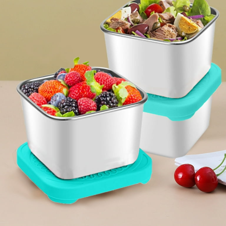 Tanjiae Stainless Steel Snack Containers for Kids | Easy Open Leak Proof  Small Food Containers with Silicone Lids - Perfect Metal Toddler Lunch Box