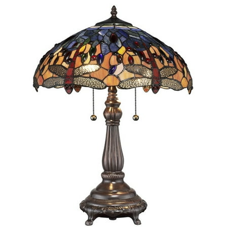 Nfl Football Logo Tiffany Lamp - Serena d'italia Tiffany 2 light Red Dragonfly 25 in. Table Lamp
