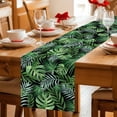thumbnail image 5 of Green Tropical Botanical Table Runner 90 Inches, Summer Monstera Palm Leaves Black Bed Runner Dresser Scarves Tabletop for Indoor Outdoor Parties/Ceremony/Banquet, 13" x 90", 5 of 9