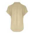 thumbnail image 5 of Kelon Womens Blouses Short Sleeve Shirts V Neck Linen Cotton Dressy Casual Work Blouses Fashion Boho Clothes, S, 5 of 6