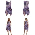 thumbnail image 3 of Whosucclay Purple Golden Marble Print Hawaiian Couple Matching Outfit Men's Short Sleeve Shirt Hawaiian Shirts for Summer and Women's Irregular Hem Sleeveless Dress Soft Beach Party Dress, L, 3 of 7