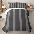 thumbnail image 2 of Castle Fairy Retro Thin Vertical Stripe Quilt King 3 Pieces,Abstract Wide Band King Coverlet Set,Gray Black,1 Bedspread and 2 Pillowcases, 2 of 7