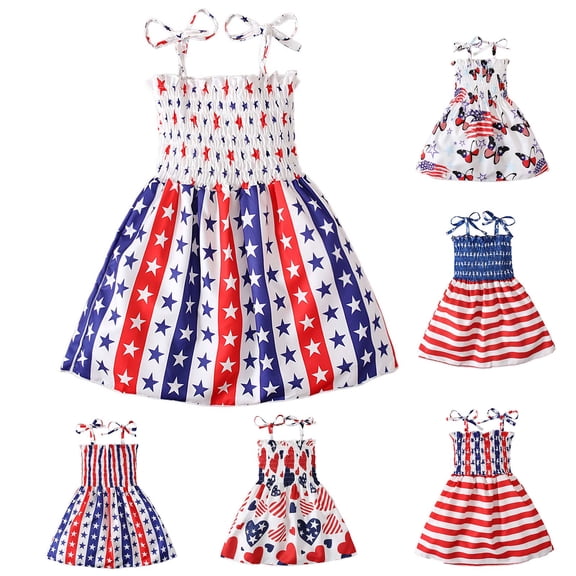 BCSIOAOI Toddler Girl Dress Beach Dresses Casual Sleeveless Flag Princess Sundress Summer Dress Size 2-3T