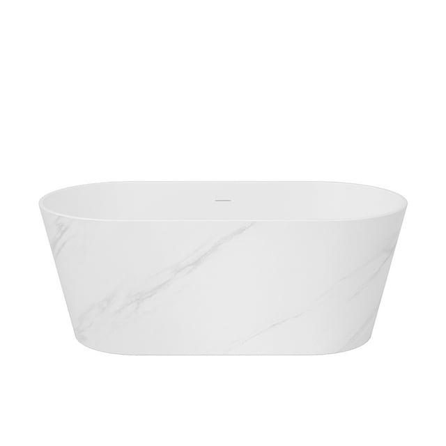 A&E Bath and Shower Ranya 60 In. X 28.7 In. Freestanding Bathtub In White Marble