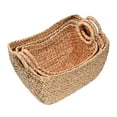 thumbnail image 5 of happimess BSK2002A-3SET Nellie Farmhouse Classic Handwoven Hyacinth Storage Boat Baskets with Handles, Natural (Set of 3), 5 of 7