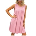 thumbnail image 2 of Nightgowns for Women Summer Crewneck Pleated Sleeveless Pajama Dress Womens Casual Solid Round Neck Relaxed Fits Lightweight Loungewear Sleepwear Night Dress, 2 of 7