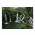 thumbnail image 1 of Waterfall Cutting Board, Circled Waterfalls in Crotia Europe with a Rustic Wood Bridge Aside, Decorative Tempered Glass Cutting and Serving Board, Small Size, Green and Brown, by Ambesonne, 1 of 1