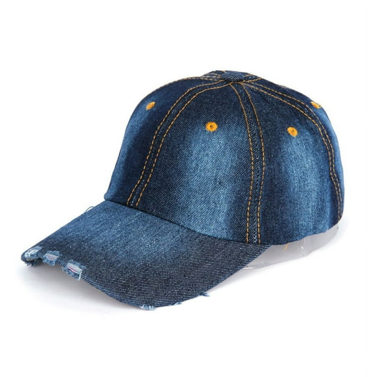 Vintage Distressed Baseball Cap Low Profile Adjustable Denim Dad Hat Unisex Unisex Vintage Washed Cotton Baseball Cap Soft Unconstructed  main image 3