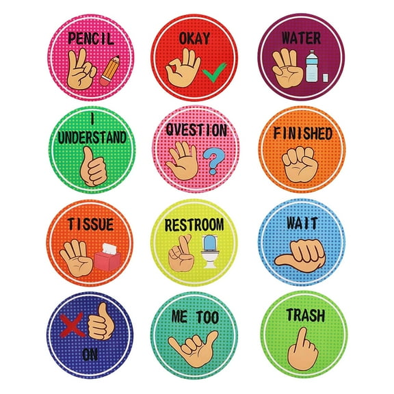 WRISTBIQUE 1Set Glazing Film Hand Signal Posters Assorted Color for Classroom Decor and Bulletin Board Use