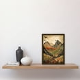 thumbnail image 2 of Mountain Landscape Multicoloured Pattern Linocut Artwork Framed Wall Art Print A4, 2 of 4