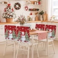 thumbnail image 2 of Christmas Chair Covers Set of 1 Red Snowman Xmas Balls Pine Tree Snowflakes Winter Chair Back Covers Stretch Removable Washable Slipcovers Protector for Dining Room Kitchen Party Decor, 2 of 5
