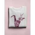 thumbnail image 3 of Watercolor Saxophone Design Sweatshirt Women - Women Sweatshirt, White, Medium, 3 of 4