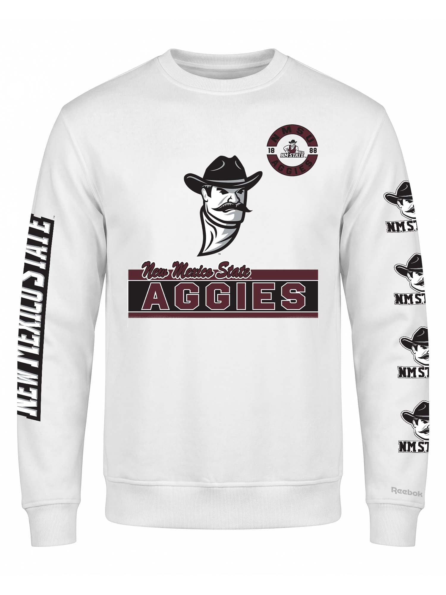 New Mexico State Aggies Reebok Mens White Crew Sweatshirt