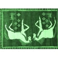 thumbnail image 1 of Ahgly Company Indoor Rectangle Animal Emerald Green Traditional Area Rugs, 5' x 7', 1 of 4