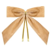 SLYNSHome 24Pcs Small Velvet Bows for Christmas Tree Decorations,Mini Flocking Twist Tie Bows for Wreath,Gift Wrapping,Crafts,Wedding,Party Candy Bags - Khaki