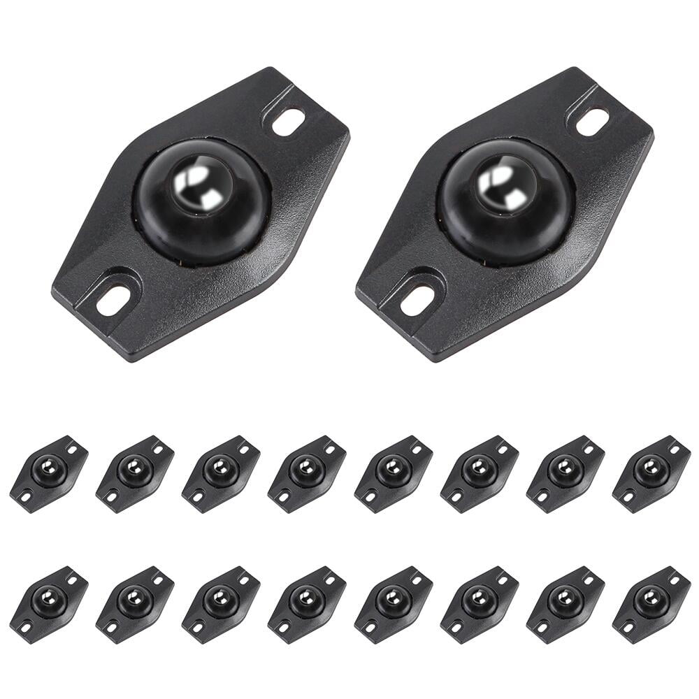 FGY 16Pcs Selfadhesive Casters Wheels Mini Swivel Casters Wheels Ball Casters (Black)
