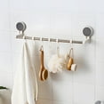 thumbnail image 1 of Toallero de acero inoxidable con 6 ganchos ajustables - Ventosa sin taladro de 19" Organizador de almacenamiento de cocina para baño - Blanco Percha de pared que ahorra espacio para toallas y, 1 of 5