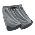 thumbnail image 2 of JUUYY Mens Running Shorts Loose Fit Summer Zip Pocket Drawstring Elastic Waist Beach Shorts Casual Breathable Cotton Linen Shorts Gray XXXL, 2 of 4