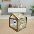 thumbnail image 3 of Cartoon Pet House, Loving Dangerous Happy Dinasours in Rainbow Colored Print, Outdoor & Indoor Portable Dog Kennel with Pillow and Cover, 5 Sizes, Multicolor, by Ambesonne, 3 of 5