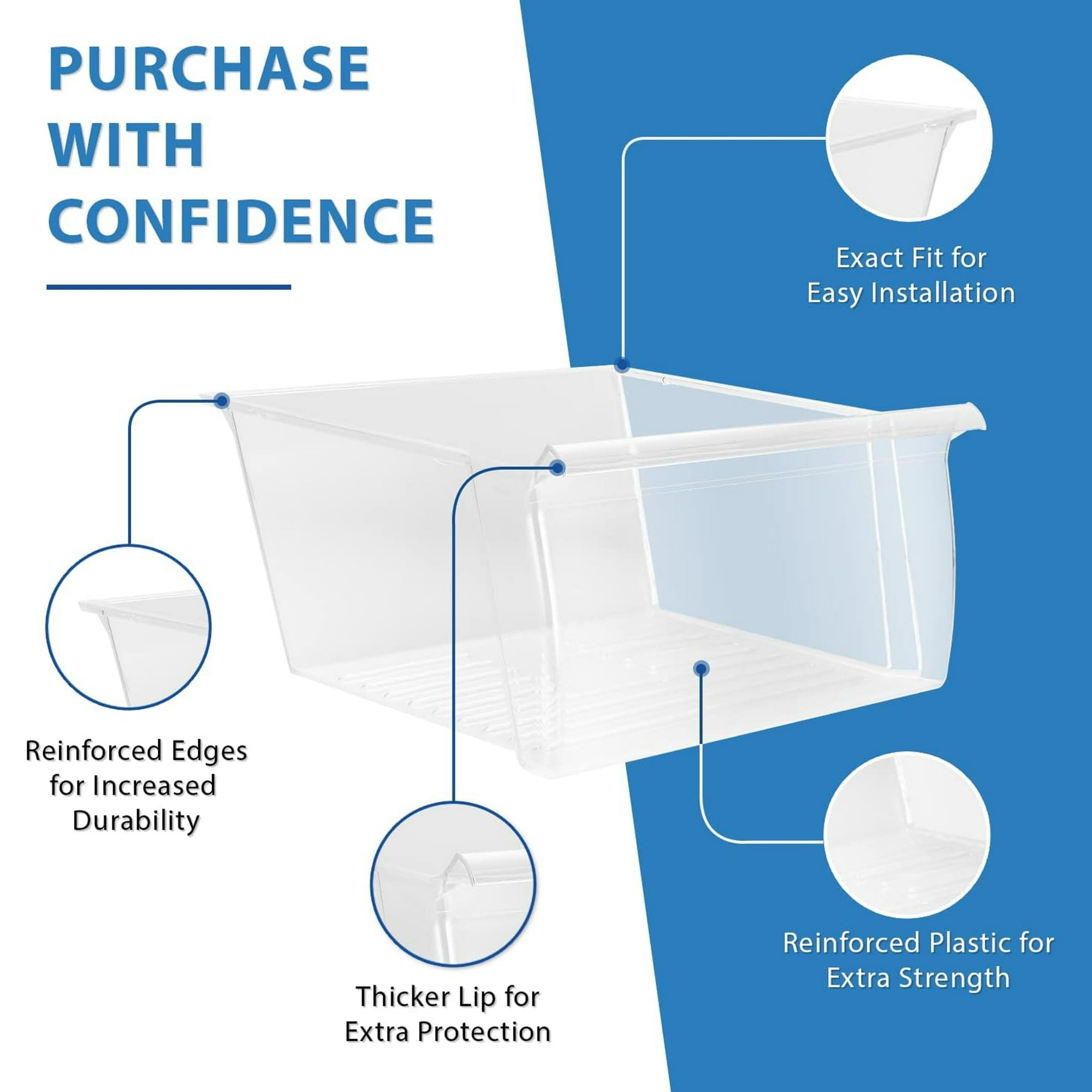 Replacement Upper Crisper Bin For Whirlpool Refrigerator - Model W10178772, WPW10178772 & Others