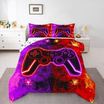 Castle Fairy Ombre Video Game Queen Comforter Set,Honeycomb Bedding Comforter Set