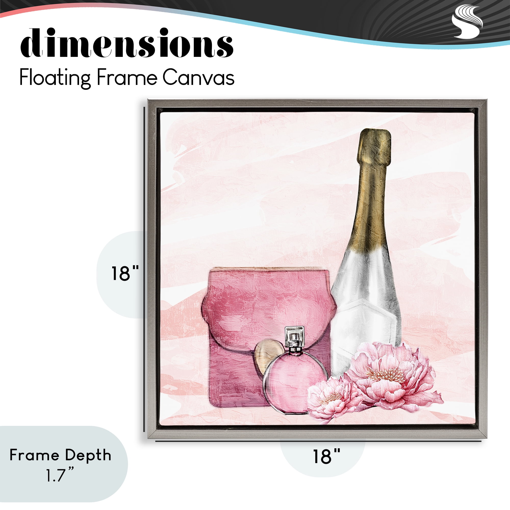 Stupell Industries Glam Time Champagne Gray Framed Floater Canvas Wall Art, design by Kim Allen