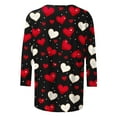 thumbnail image 2 of Valentines Shirts for Women Plus Size S-5XL Cute Hearts Print 3/4 Sleeve Crewneck Tshirts Tunic Tops Holiday (XL, Black 01), 2 of 6