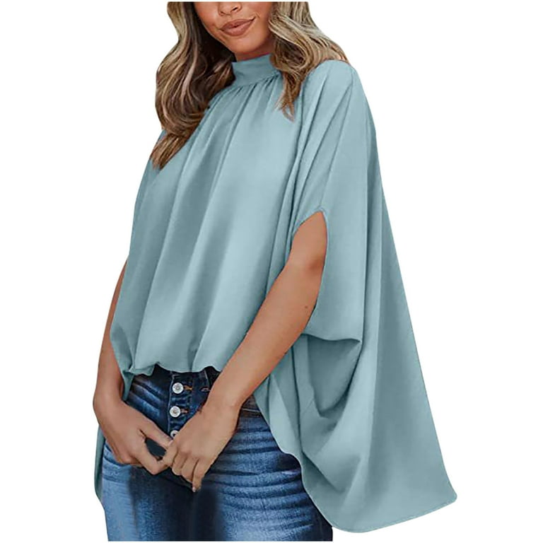 Fashion Women Spring Summer Style Chiffon Blouses Shirts Lady Casual Half  Lantern Shirt