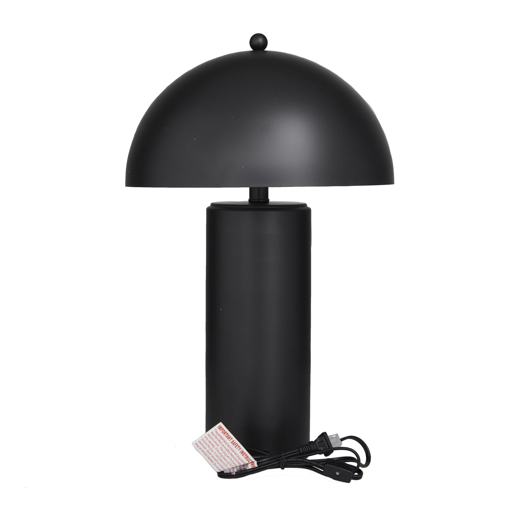 DecMode 22" Black Accent Lamp with Black Metal Shade