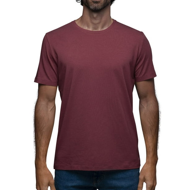 Playera Cuello Redondo Para Hombre De Algodón Pima y Tela Spandex Unbranded Co Crew Neck Red Wine XL