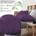 thumbnail image 5 of 3 Pcs Duvet Cover Set 100% Egyptian Cotton 1000 Thread Count with Zipper Closure & Corner Ties - Oversized Queen Size (98" x 98") Inch, Plum Solid, 5 of 5