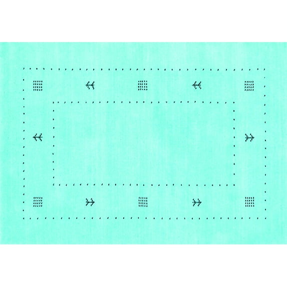 Ahgly Company Machine Washable Indoor Rectangle Solid Turquoise Blue Modern Area Rugs, 8' x 12'