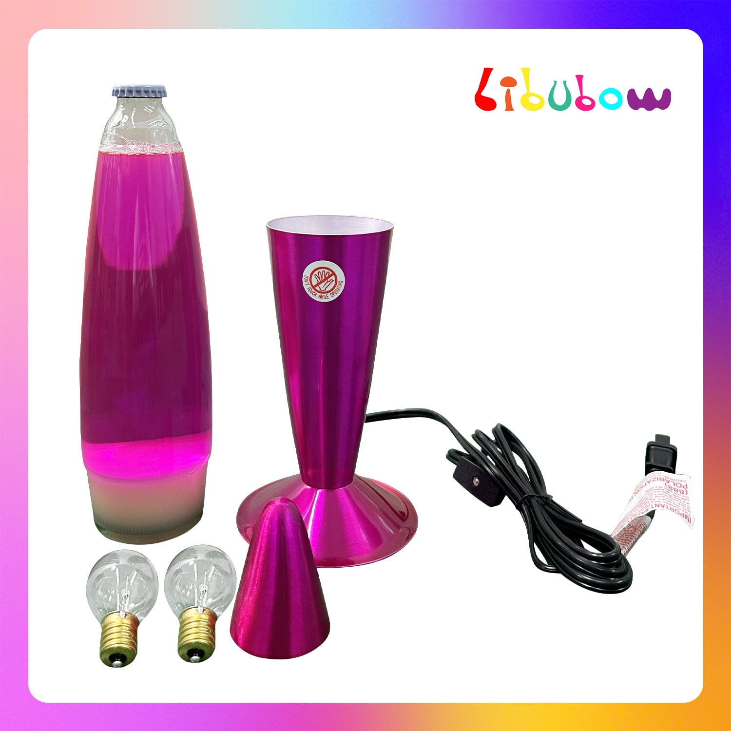 Libubow 16 Inch Pink Lava Motion Lamp, White Wax in Pink Liquid, 2 Count