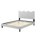 thumbnail image 4 of Platform Bed Frame, Full Size, Grey Gray, Velvet, Modern Contemporary, Bedroom Master Guest Suite Room, 4 of 12