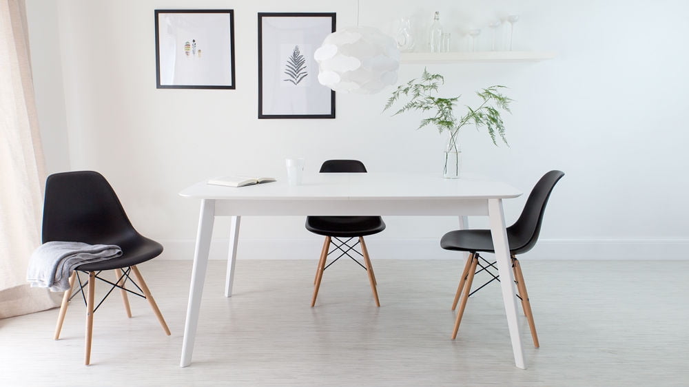 Set Of Four 4 Black Eames Style Side Chair With Natural Wood Legs Set Of Four 4 Black Eames Style Side Chair With Natural Wood Legs Eiffel Dining Room Office