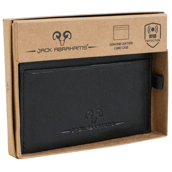 Jack Abrahams Mens Genuine Goat Nappa Leather Card Case RFID Minimalist Wallet (Black)