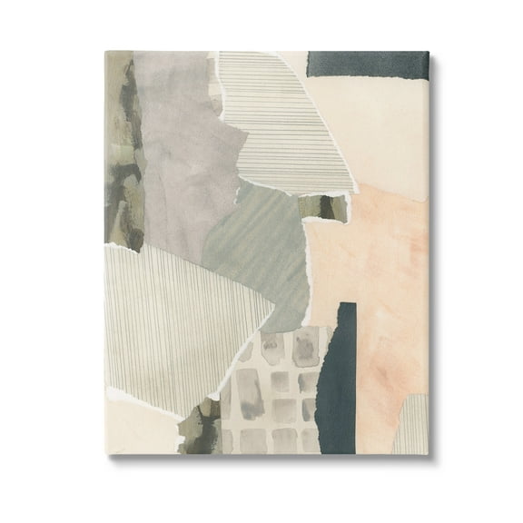 Stupell Industries Asymmetric Neutral Patterns Abstract Painting Gallery Wrapped Canvas Art Print Wall Art, 16 x 20