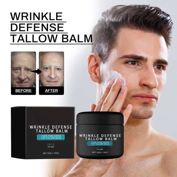 Fiudx Ofertas y liquidaciones Bálsamo de sebo antiarrugas para hombre, crema facial de sebo, hidratante facial de sebo, sebo Natural, reduce las líneas finas, arrugas y envejecimiento