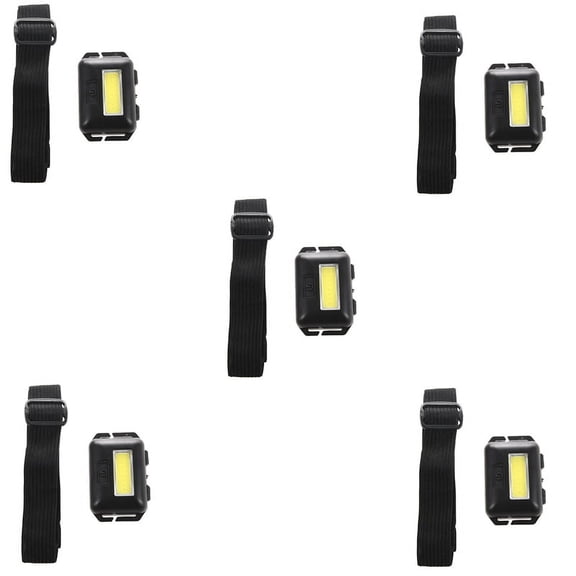 5X Cob LED Mini Light Lamp Headlight 3 Modes Rainproof Flashlight for Outdoor Camping Fishing Black