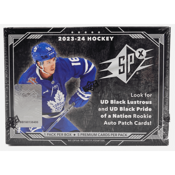 Collectible 2023-24 NHL Upper Deck SPx Hockey Factory Sealed Hobby Box 1 Auto