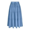 thumbnail image 5 of Little Girls Cute Skirt New Girls Maxi Skirt Boho Casual Tiered High Waist a Line Ruffle Flowy Long Skirts Kids Going out Outfits Blue 6-7 Years, 5 of 9