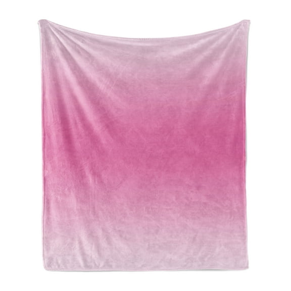 Ombre Soft Flannel Fleece Throw Blanket, Medieval Fairytale Style Cotton Candy Inspired Girly Design Digital Modern Artwork Print, Cozy Plush for Indoor and Outdoor Use, 50" x 60", Pink, by Ambesonne